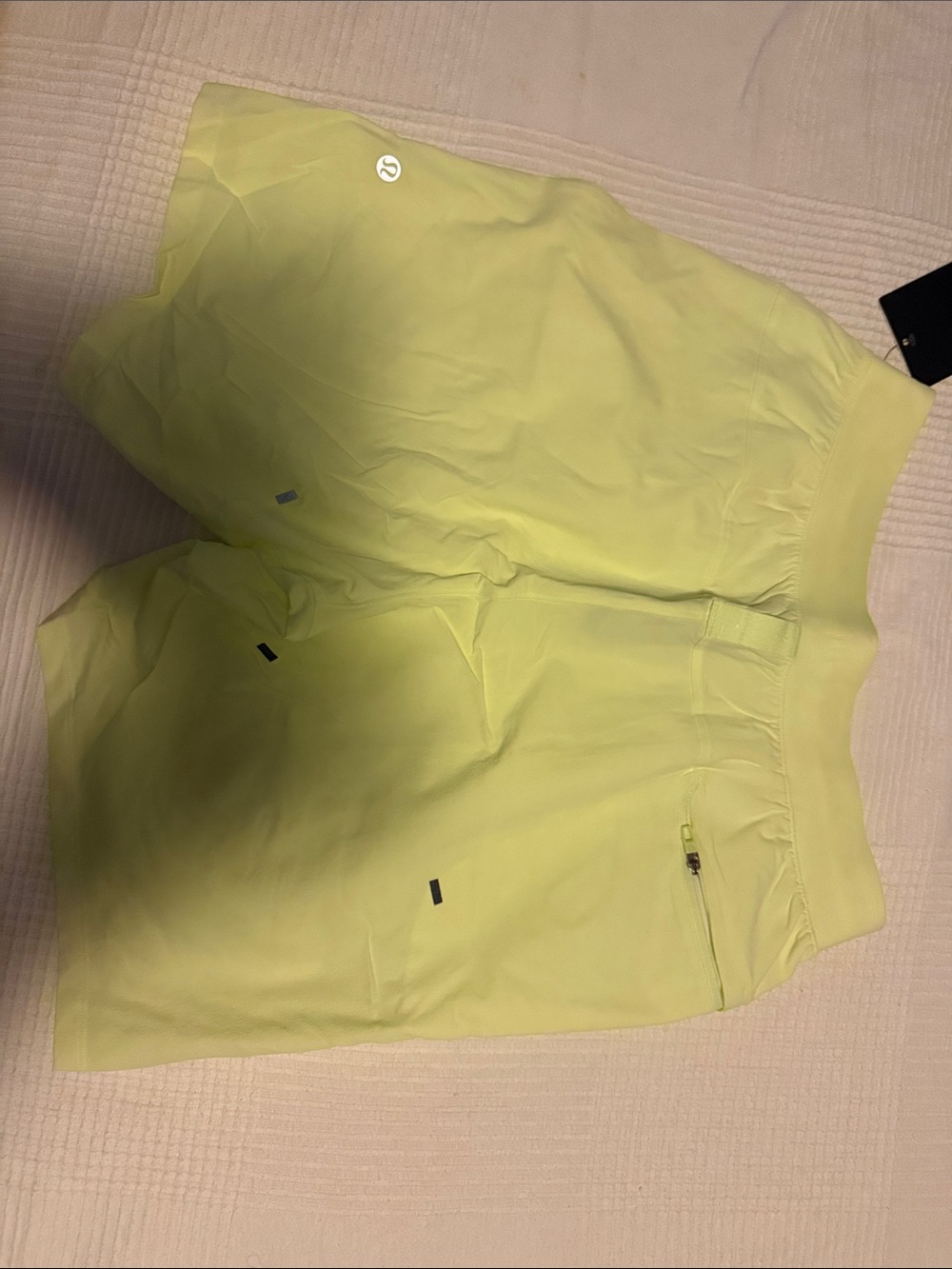 Women's Neon Yellow Athletic Drawstring Shorts - Picture 3 of 3